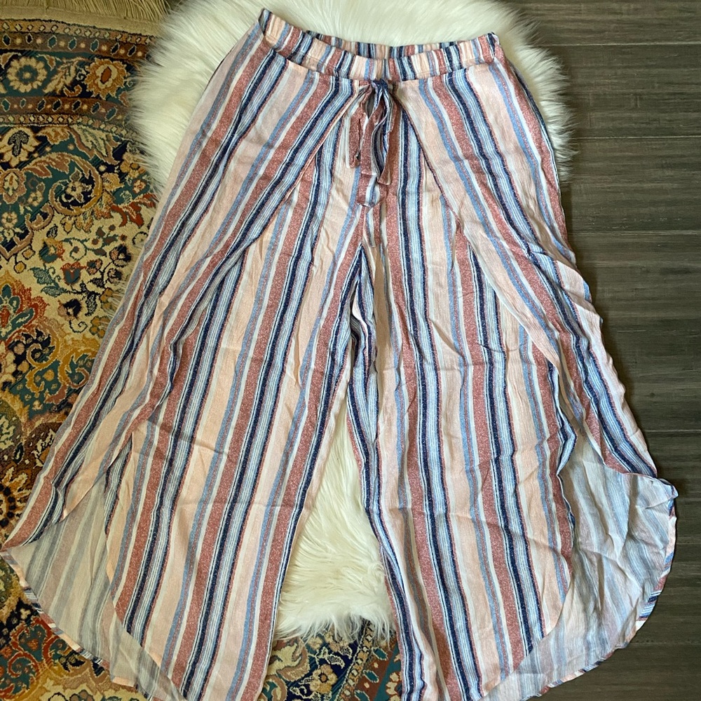 Pink/blue/white Striped Wrap Pants